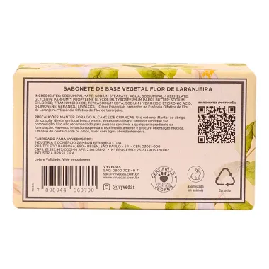 Sabonete em Barra Vegetal Vyvedas Flor de Laranjeira 120g