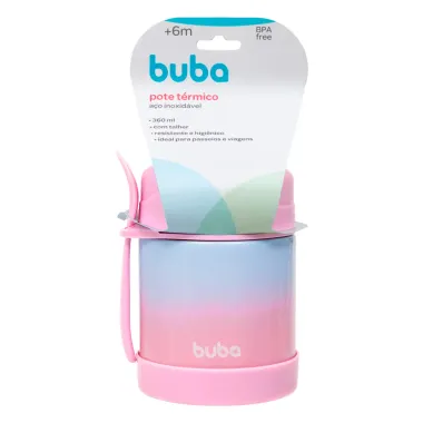Pote Térmico Buba Degrade Cor Rosa 6+ Meses Aço Inoxidável 360ml
