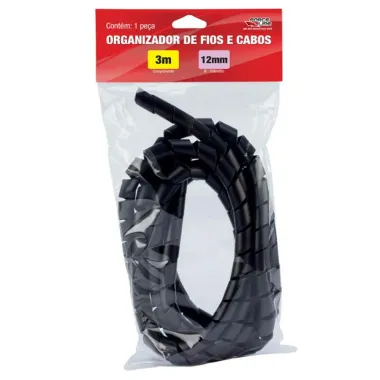 Organizador de Fios e Cabos Force Line Preto 3 Metros 1 Unidade