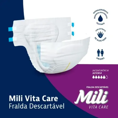 Fralda Geriátrica Mili Vita Care Premium Tamanho M 27 Unidades Descartáveis