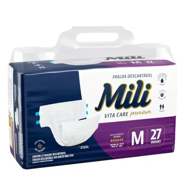 Fralda Geriátrica Mili Vita Care Premium Tamanho M 27 Unidades Descartáveis