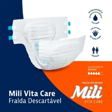 Fralda Geriátrica Mili Vita Care Premium Tamanho XG 21 Unidades Descartáveis