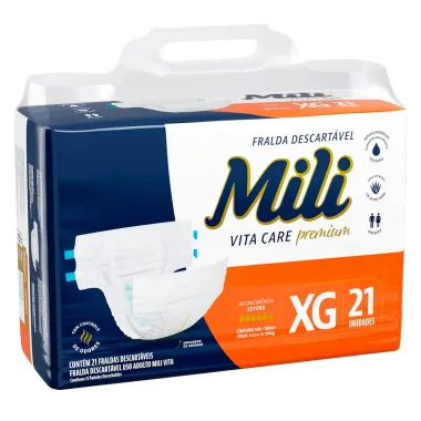 Fralda Geriátrica Mili Vita Care Premium Tamanho XG 21 Unidades Descartáveis