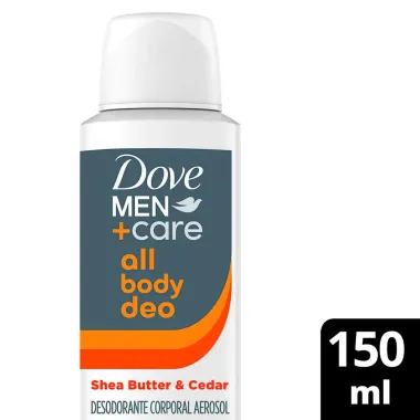 Desodorante Dove Men Care Corporal All Body Deo Shea Butter e Cedar Vitamina E Aerossol 150ml