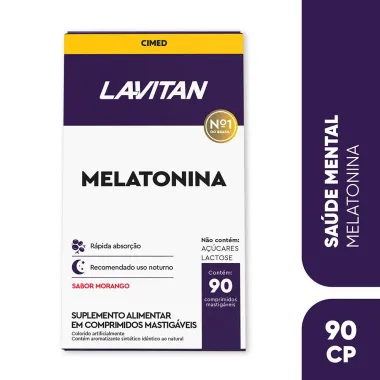Melatonina 0,21Mg Lavitan Sabor Morango com 90 Comprimidos Mastigáveis