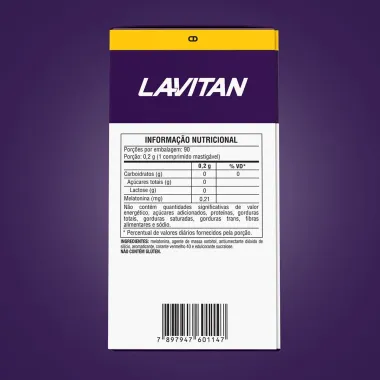 Melatonina 0,21Mg Lavitan Sabor Morango com 90 Comprimidos Mastigáveis