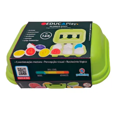 Educa Play Number EGGS 1 a 6 Jogo Educativo de Encaixar Polibrinq 3+ Anos