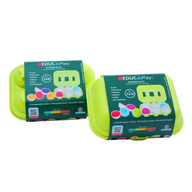 Educa Play Number EGGS 1 a 6 e 7 Jogo Educativo de Encaixar Polibrinq 3+ Anos