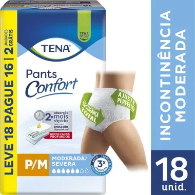 Roupa Íntima Tena Pants Confort Tamanho P/M Leve 18 Pague 16 Unidades