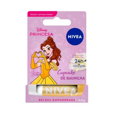 Hidratante Labial Nivea Disney Princesa Bela Sabor Cupcake de Baunilha 4,8g