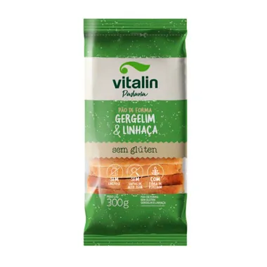 Pão de Forma Vitalin Padaria Gergelim & Linhaça Sem Glúten Zero Lactose Zero Açúcar 300g