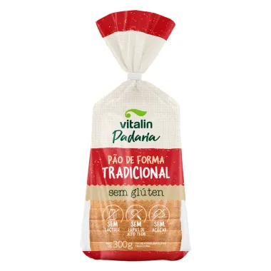 Pão de Forma Vitalin Padaria Tradicional Sem Glúten Zero Lactose Zero Açúcar 300g