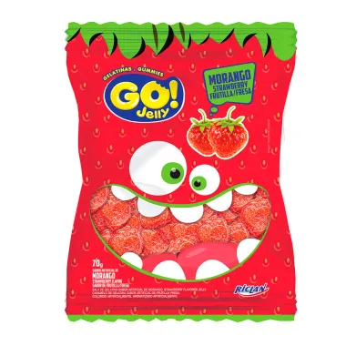 Bala Gelatina Go Jelly Sabor Morango 70g