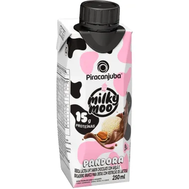 Bebida Láctea Piracanjuba Milky Moo Pandora Sabor Chocolate com Avelã e Brigadeiro Branco 250ml