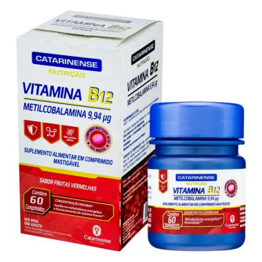 Vitamina B12 Catarinense Sabor Frutas Vermelhas com 60 Comprimidos Mastigáveis
