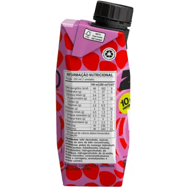 Bebida Láctea Pirancanjuba ZQuad Berry Beat Sabor Morango com 10g de Proteína 250ml