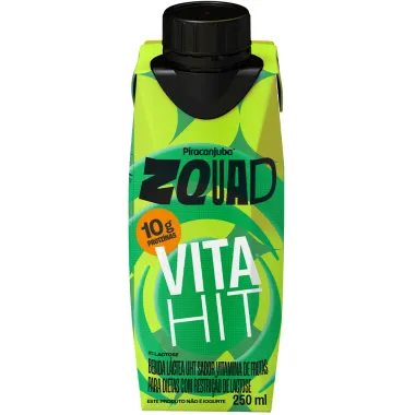 Bebida Láctea Pirancanjuba ZQuad Vita Hit Sabor Vitamina de Frutas com 10g de Proteína 250ml