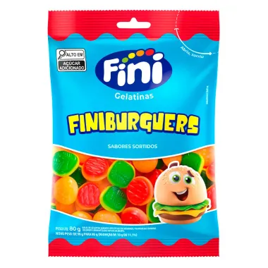 Balas de Gelatina Fini Finiburguers Sabores Sortidos 80g