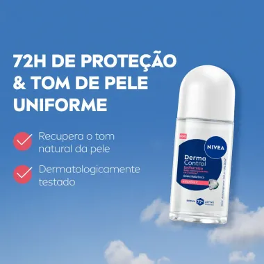 Desodorante Nivea Derma Control Uniformiza  Roll-On Antitranspirante 50ml