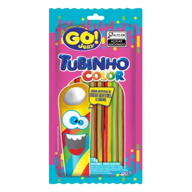 Bala GO Jelly Tubinho Color Sabor Frutas Silvestres e Creme 70g