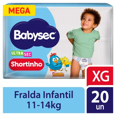 Fralda Babysec Ultrasec Shortinho Mega Tamanho XG 20 Unidades Descartáveis