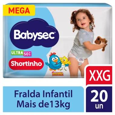 Fralda Babysec Ultrasec Shortinho Mega Tamanho XXG 20 Unidades Descartáveis