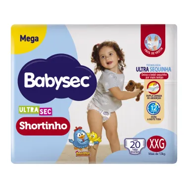 Fralda Babysec Ultrasec Shortinho Mega Tamanho XXG 20 Unidades Descartáveis