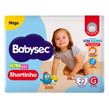 Fralda Babysec Ultrasec Shortinho Mega Tamanho G 22 Unidades Descartáveis