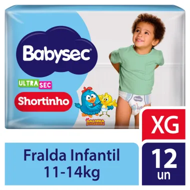 Fralda Babysec Ultrasec Shortinho Tamanho XG 12 Unidades Descartáveis