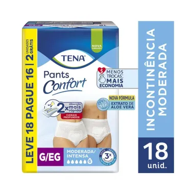 Roupa &Iacute;ntima Tena Pants Confort Tamanho G/EG Leve 18 e Pague 16 Unidades