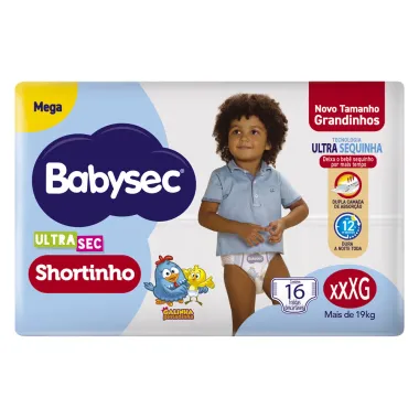 Fralda Babysec Ultrasec Shortinho Mega Tamanho XXXG 16 Unidades Descartáveis