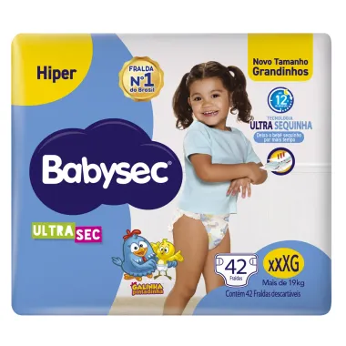 Fralda Babysec Ultrasec Hiper Tamanho XXXG 42 Unidades Descartáveis