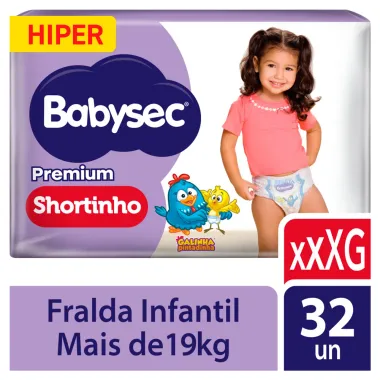 Fralda Babysec Premium Shortinho Hiper Tamanho XXXG 22 Unidades Descartáveis