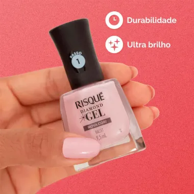Esmalte Rosa Risqué Diamond Gel Ballet Metálico 9,5 ml