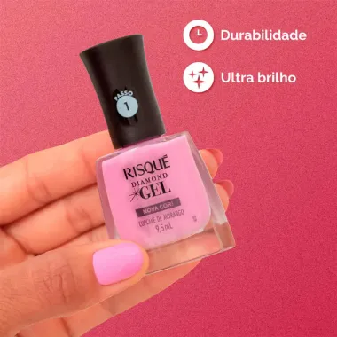 Esmalte Risqué Diamond Gel Nova Cor Cupcake Morango 9,5ml