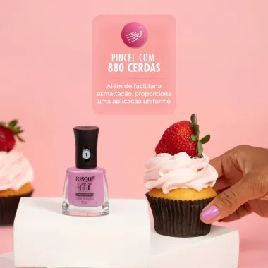 Esmalte Rosa Risqu&eacute; Diamond Gel Cupcake de Morango Cremoso 9,5 ml