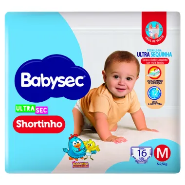 Fralda Babysec Ultrasec Shortinho Tamanho M 16 Unidades Descartáveis