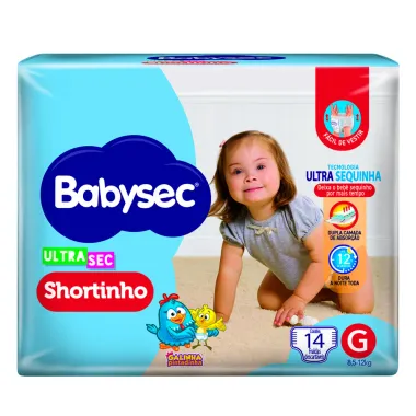 Fralda Babysec Ultrasec Shortinho Tamanho G 14 Unidades Descartáveis