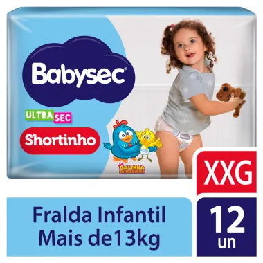 Fralda Babysec Ultrasec Shortinho Tamanho XXG 12 Unidades Descartáveis