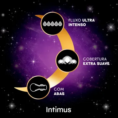 Absorvente Intimus Noturno Longo e Mais Largo Extra Suave Fluxo Muito Intenso com Abas 10 Unidades