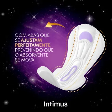 Absorvente Intimus Noturno Longo e Mais Largo Extra Suave Fluxo Muito Intenso com Abas 10 Unidades