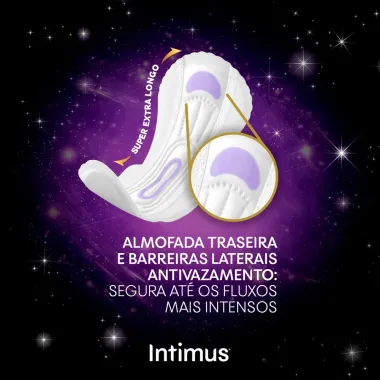Absorvente Intimus Noturno Longo e Mais Largo Extra Suave Fluxo Muito Intenso com Abas 10 Unidades