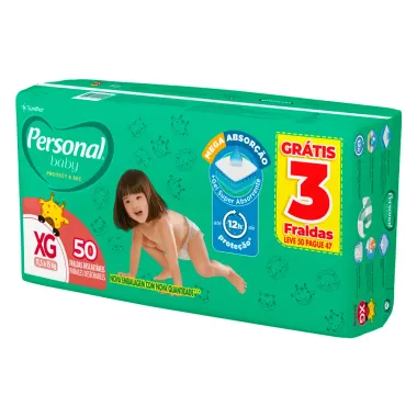 Fralda Personal Baby Protect & Sec Tamanho XG Leve 50 Pague 47 Unidades Descartáveis