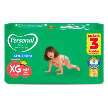 Fralda Personal Baby Protect & Sec Tamanho XG Leve 50 Pague 47 Unidades Descart&aacute;veis