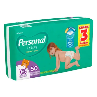 Fralda Personal Baby Protect & Sec Tamanho XXG Leve 50 Pague 47 Unidades Descartáveis