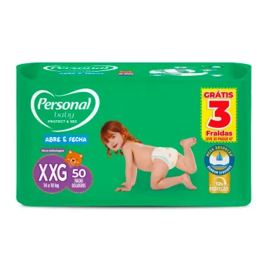 Fralda Personal Baby Protect & Sec Tamanho XXG Leve 50 Pague 47 Unidades Descart&aacute;veis