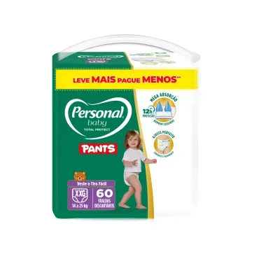 Fralda Personal Baby Total Protect Pants XXG com 60 Unidades Leve Mais Pague Menos