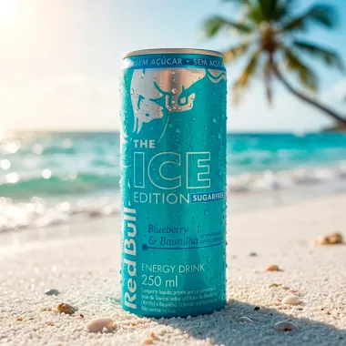 Energ&eacute;tico Red Bull The Winter Edition Sabor Blueberry e Baunilha Zero A&ccedil;&uacute;car 250ml