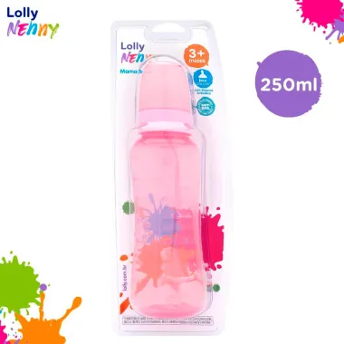Mamadeira Lolly Nenny Bico de Silicone Rosa +3 Meses 250ml