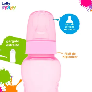 Mamadeira Lolly Nenny Bico de Silicone Rosa +3 Meses 250ml